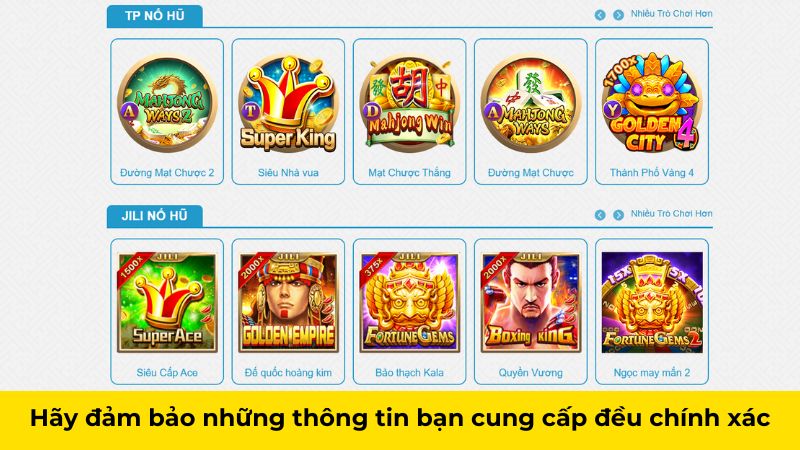 Hãy đảm bảo những thông tin bạn cung cấp đều chính xác